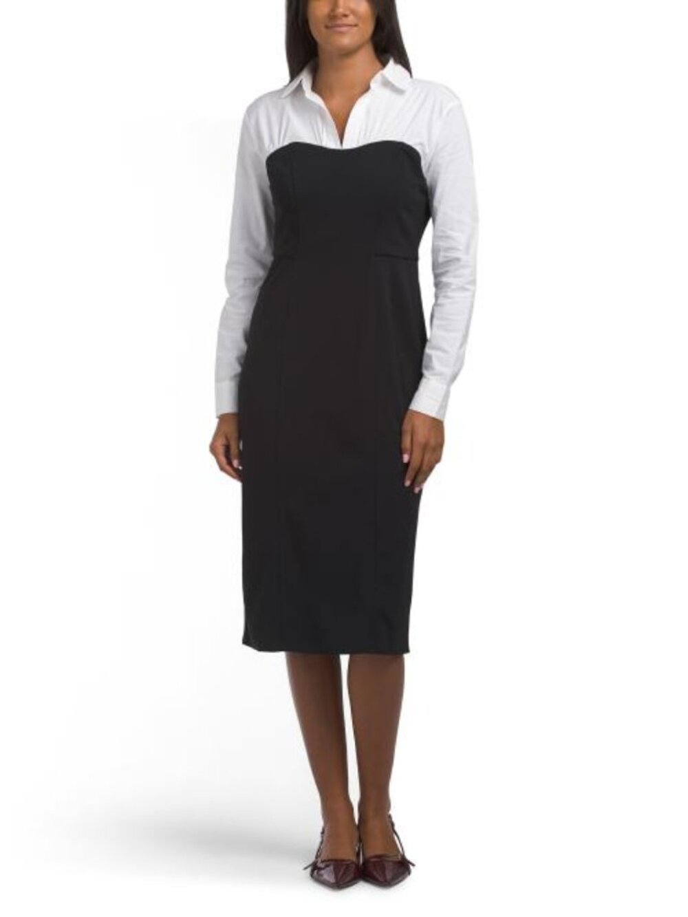 LONDON TIMES Mixed Media Sheath Dress
